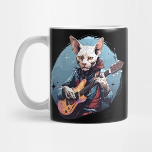 Sphynx Cat Playing Guitar Mug